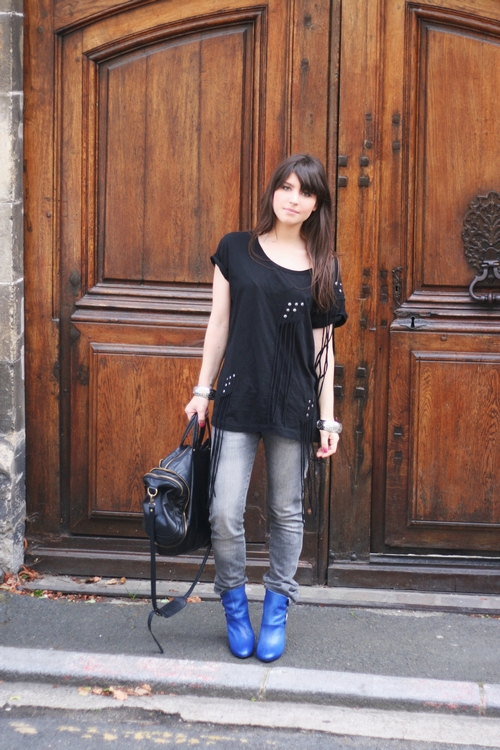 tenue boots bleues asos